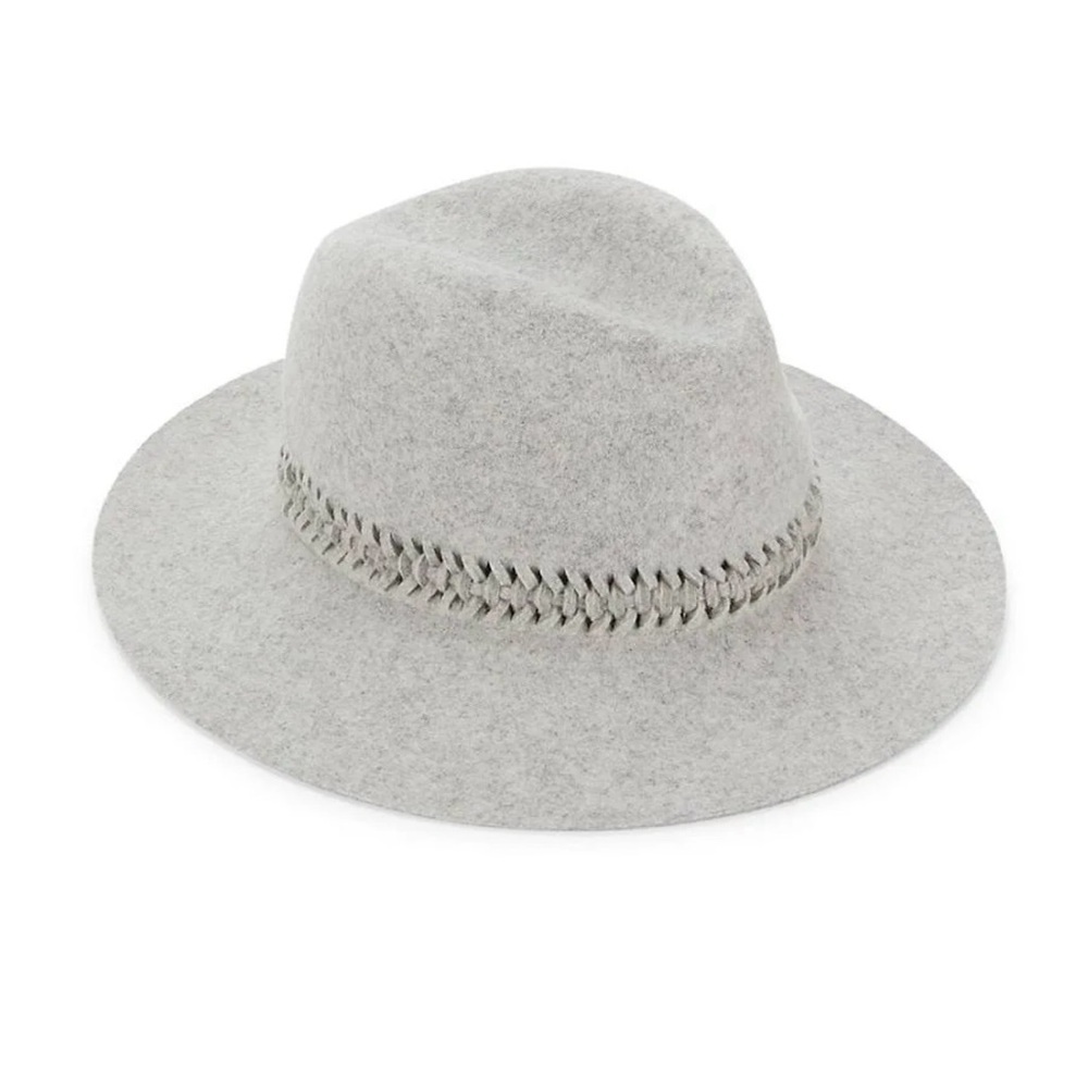 NWOT Women’s Saks Fifth Avenue Light Gray Wool Felted Fedora Hat - One Size